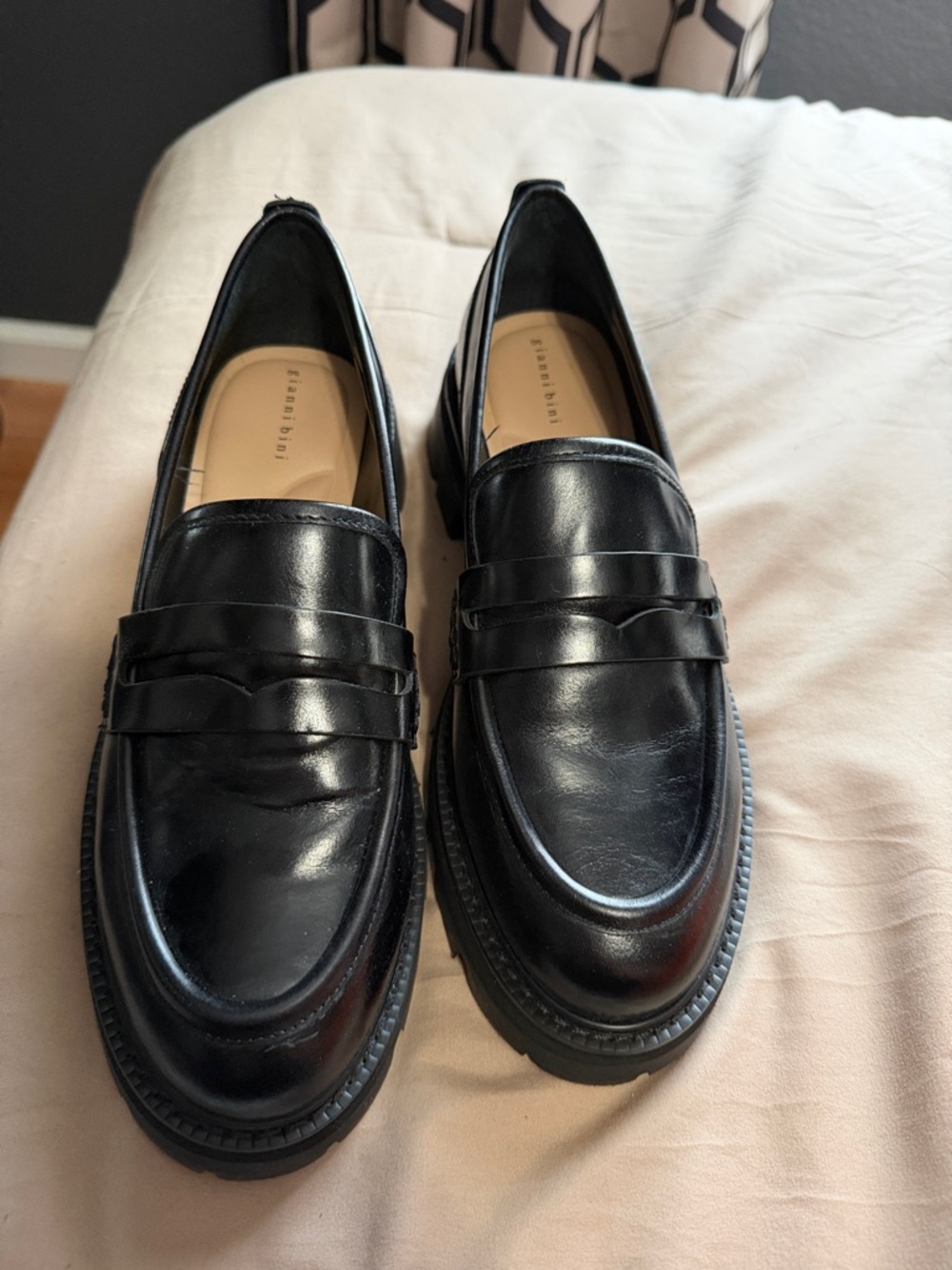 Gianni Bini Black Leather Penny Loafers